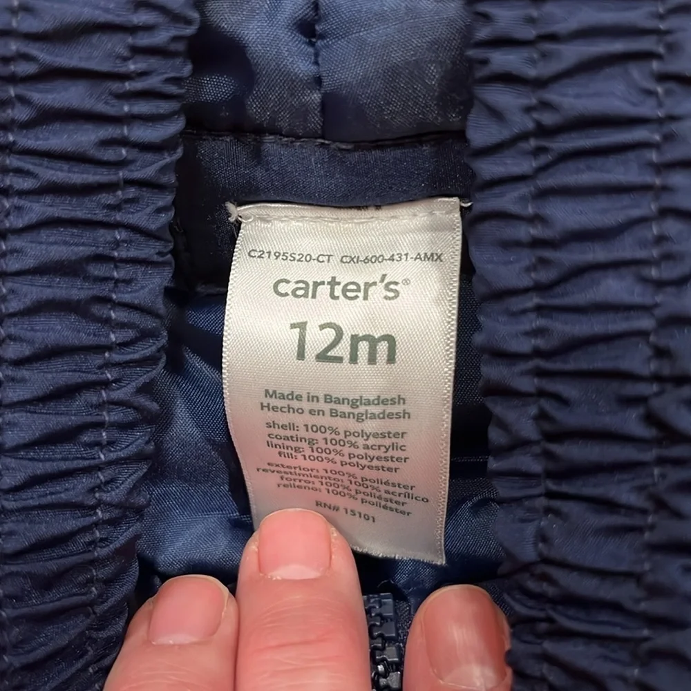 Carters boys navy blue bib snowpants size 12 months .